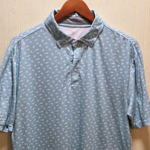 AndersonOrd Golf Polo Shirt Mens M Blue Sea Life Print Coquina Invitational Top